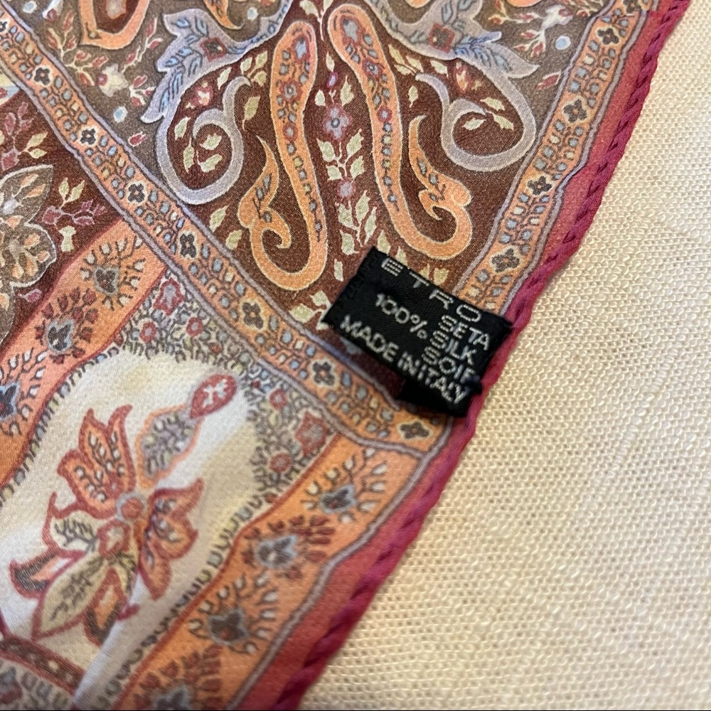 ETRO Paisley Long Scarf Pochette Wrap Multicolor Silk Lightweight 26”x64” Italy